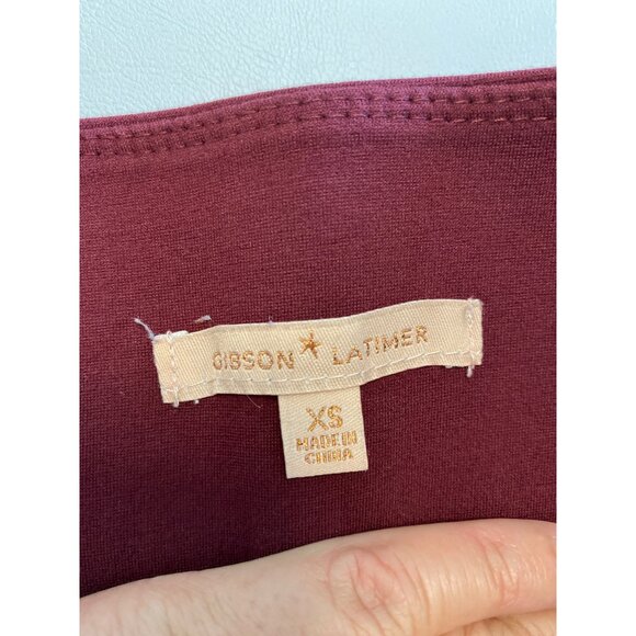 Gibson Latimer Burgundy Dress Leggings XS Rayon Blend - Picture 3 of 8